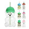 Teddy Bear Glass Sippy Cup with Straw BPA-Free 580ml Large Capacity Glass Tumbler for Cold Drinks Homemade Beverage Container