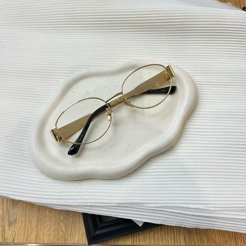 Damen Retro Ovales Silbernes Brillen Gestell - Schlankmachendes, High-End Design