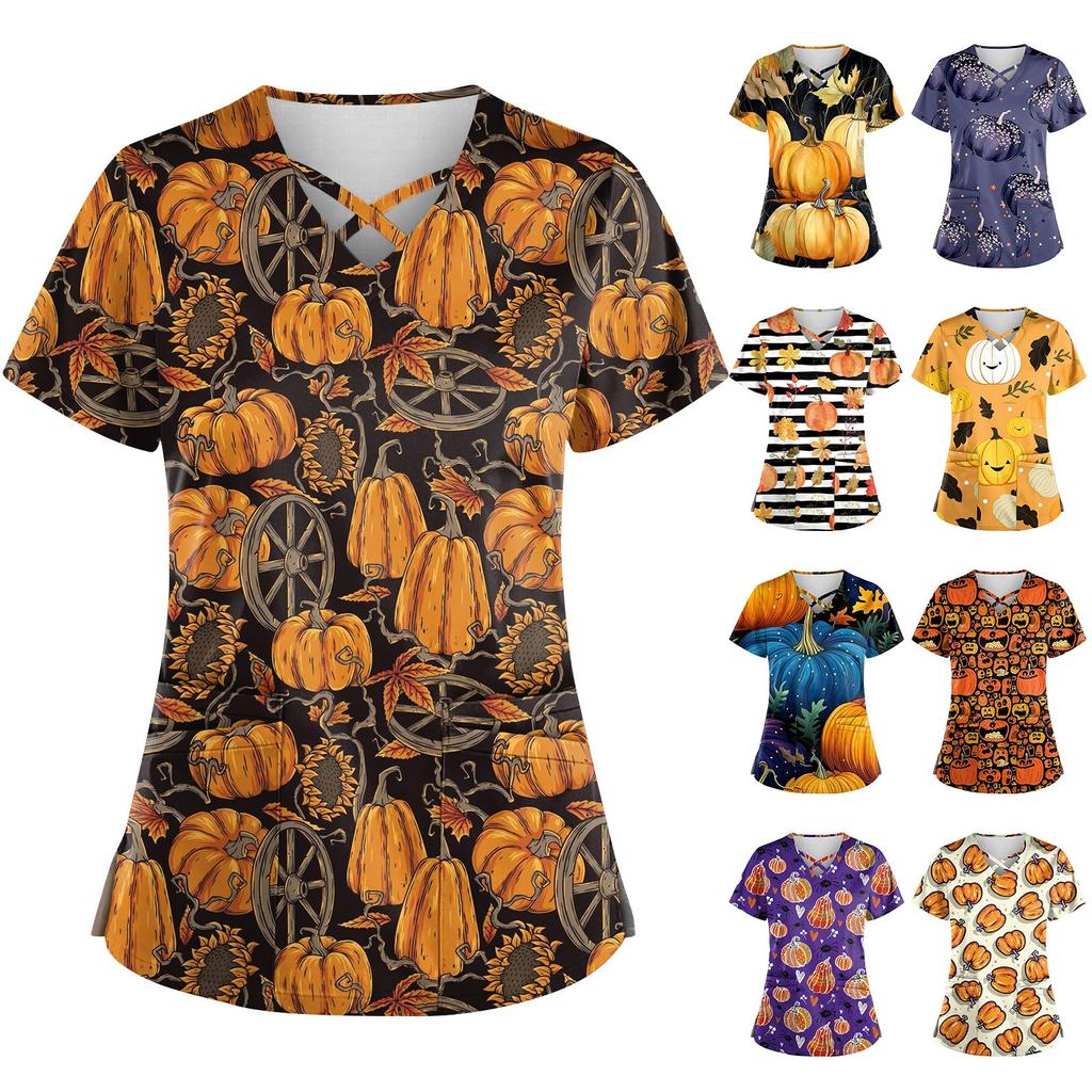 Dámská pracovní uniforma s potiskem, ochranná pracovní uniforma s kapsami do V