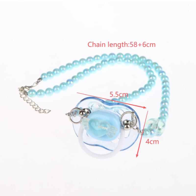 Sweet Beads Chain Pacifier Gag Collar Couple Toy Soft Silicone High-End Adult Pacifier Creating An Exclusive Luxury Leisure Time