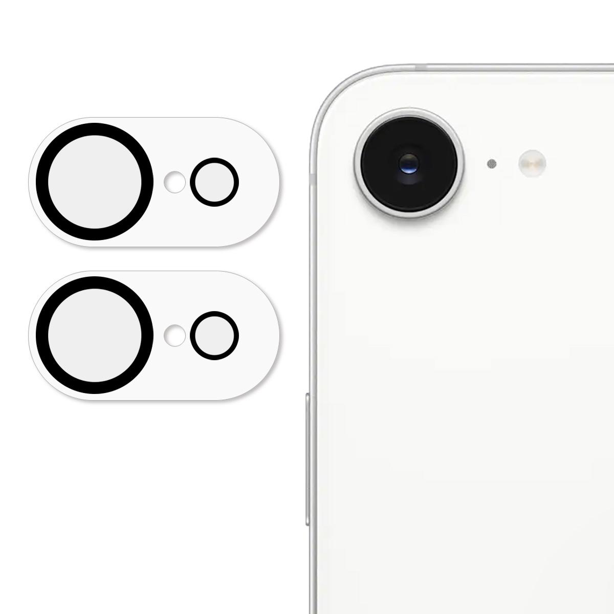 

For iPhone 16e 2Pcs Camera Lens Protector ENKAY HAT PRINCE Tempered Glass Lens Film with Black Ring Transparent