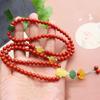 Damen Südliches Rot Mehrfachwickel 108-Perlen-Armband mit Hetian-Jade & Bernstein - Ethno-Schmuck für Männer & Frauen.