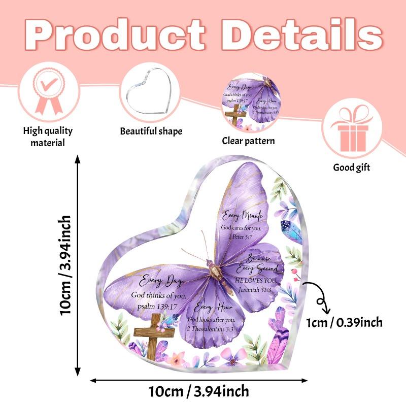 2D Flat Acrylic Purple Butterfly Decorative Plaque and Ornament for Christians,Home Desk Living Room Acrylic Decoration,Rustic Acrylic Decor for Yard