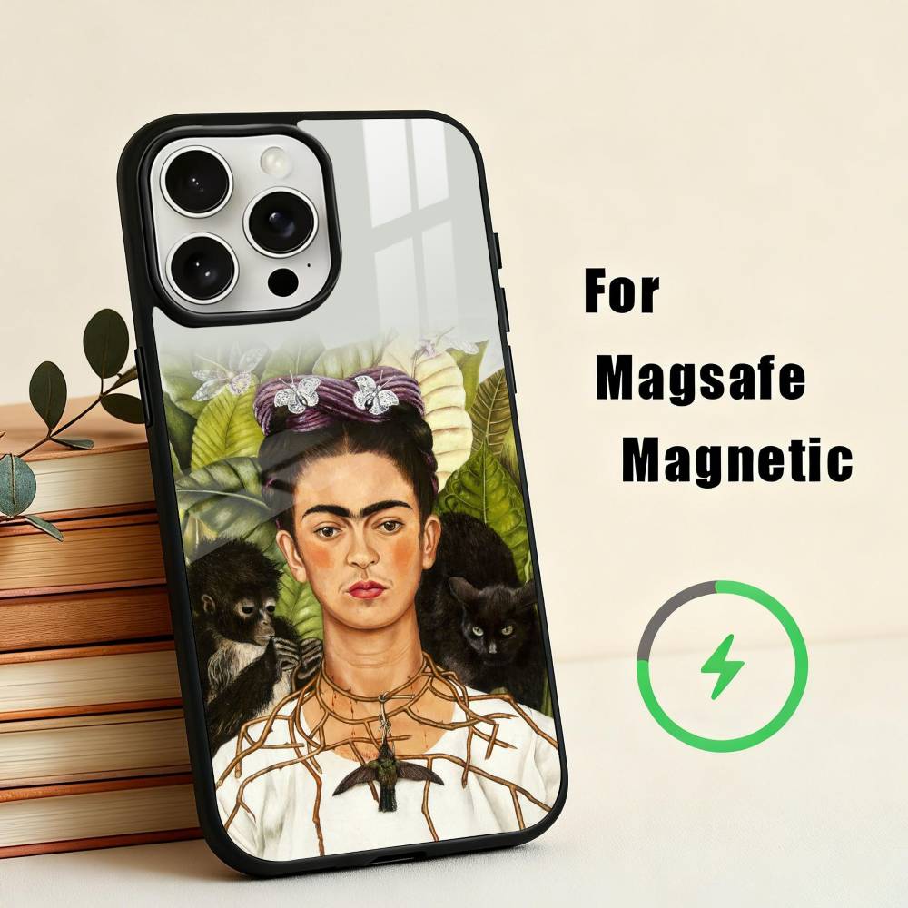 F-Frida-A K-Kahlo-g A-Art Pouzdro na telefon Pro iPhone 17,16,15,14,13,12,Plus,Pro,Max pro Magsafe Magnetické Bezdrátové Nabíjení