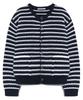 Basemoment Striped Round Neck Cardigan Dark Navy