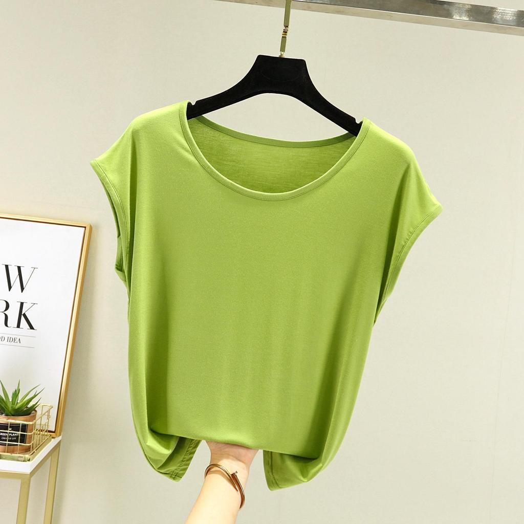 Modal Sleeveless T-shirt for Women Summer Wear Base Round Neck Loose Oversized Solid Color Slimming Top T-Shirts