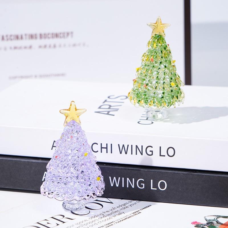 Handmade Bohai Glass Pulling Thread Christmas Tree Desktop Decor Ornament Gift Office Home Holiday