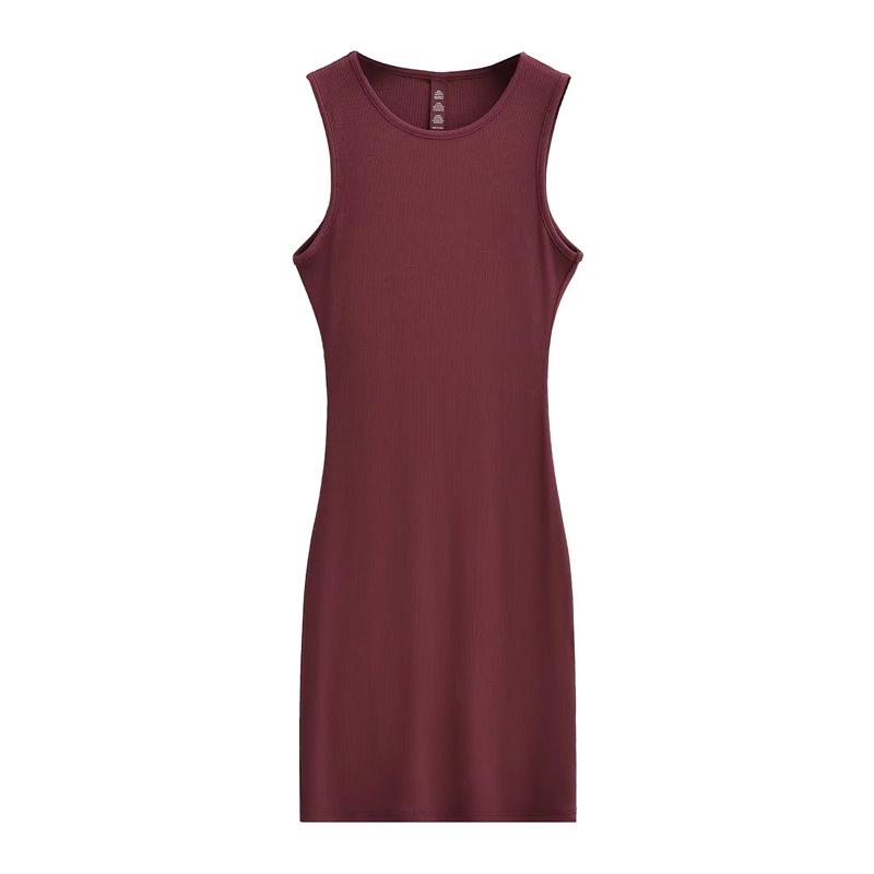 

Petite Retro Round-Neck Sleeveless Dress: Basic Style Hip Wrap for Women. Small