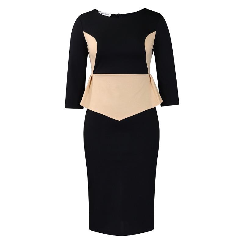 Women's Clothing Autumn and Winter New Fashion Temperament Elegant Color Matching Tongle Hip Wrap Dress