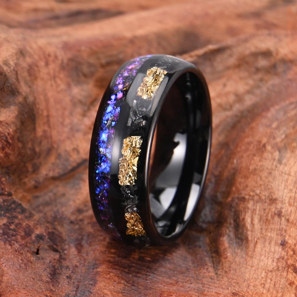 8MM Galaxy Tungsten Carbide Rings Anillos Bague Homme Pareja De Compromiso  Jewelry Men's Wedding Bands Engagement Rings