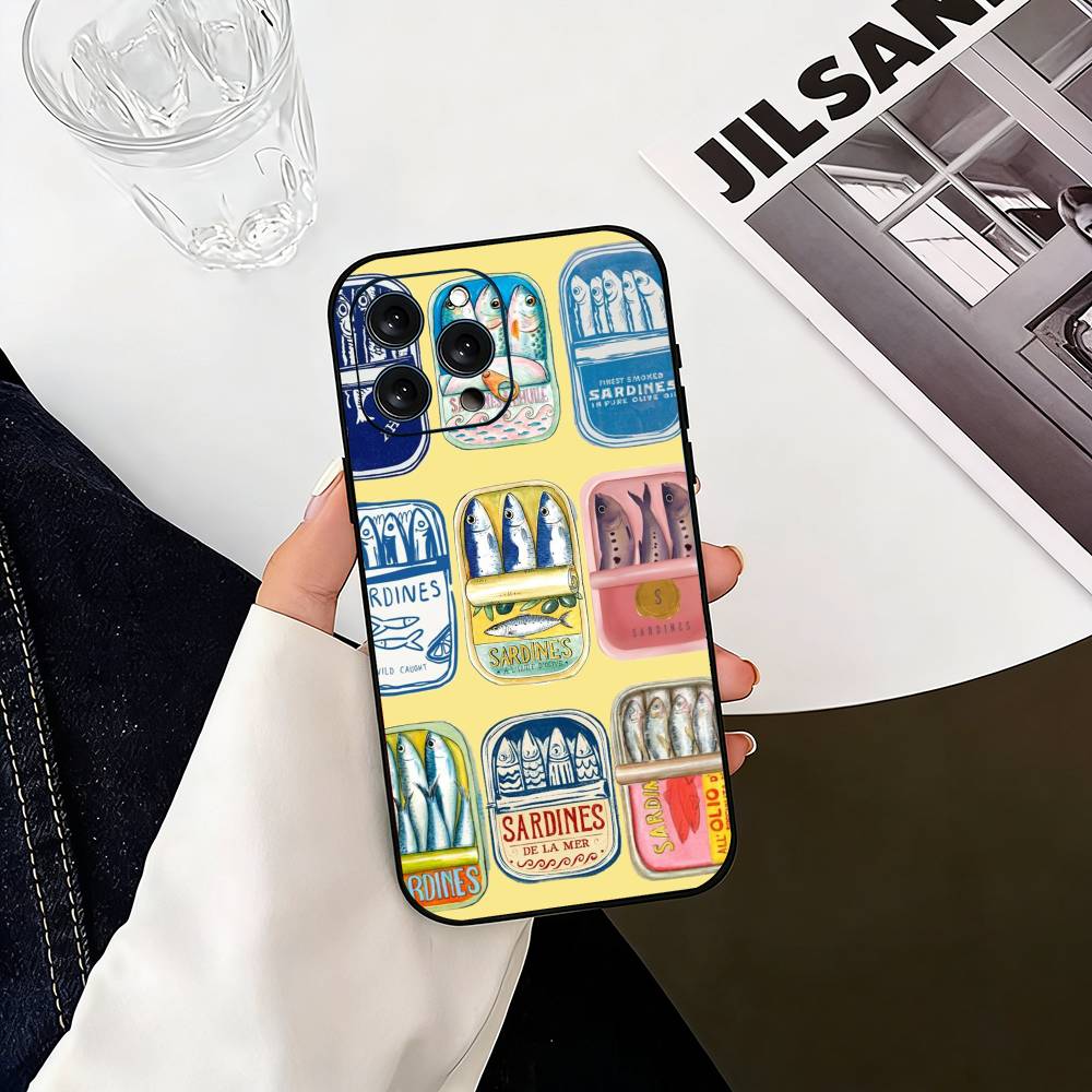 S-Sardines F-Fish Art Phone Case For iPhone 17, 16,15,14,13,12,11 Plus,Pro Max, Others Soft Black Cover