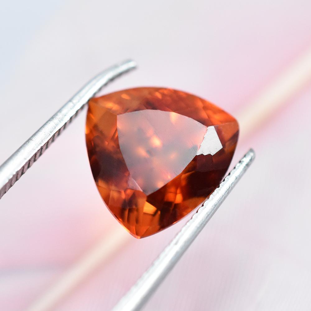 Natural Orange Sapphire Loose Gemstone Trillion Cut 5.30 Ct September Birthstone for Gem Collections