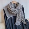 Solid color small leaf spike literary small fresh cotton and linen scarf women's fashion versatile long shawl thin neck scarf