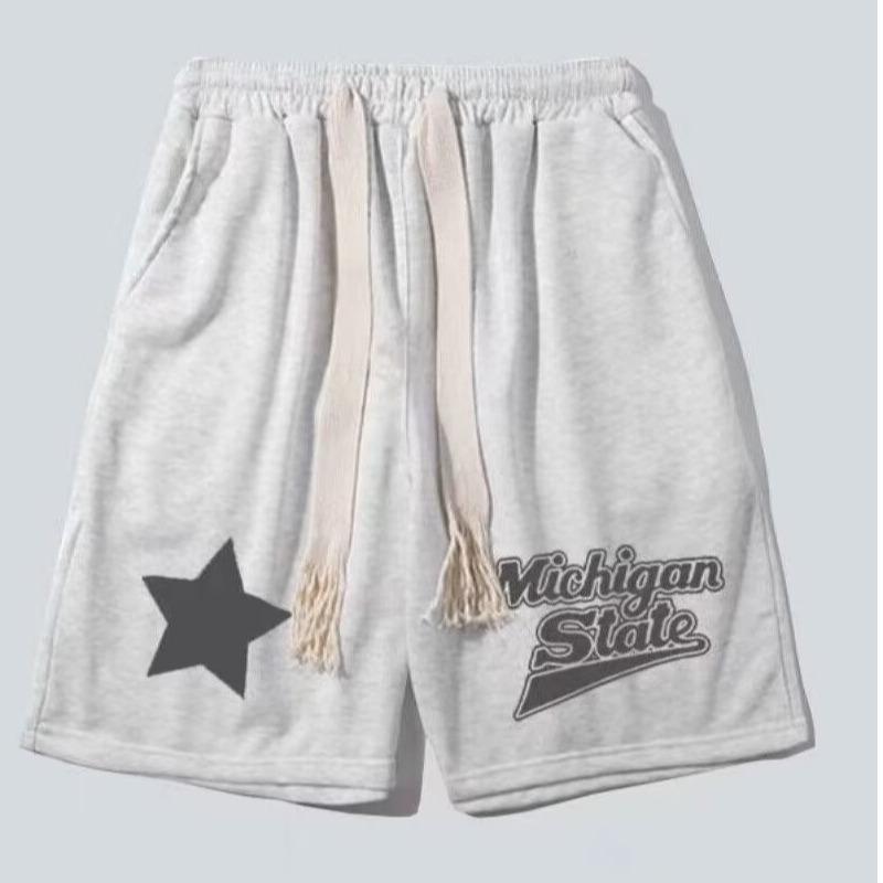 Personalized Printed Shorts Men s Summer Straight Loose Casual Trendy Sports Trousers One size серый