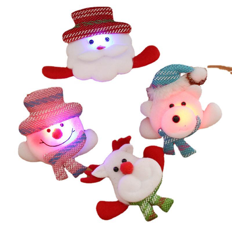 Luminous Christmas Brooches: Santa, Snowman & Bear 