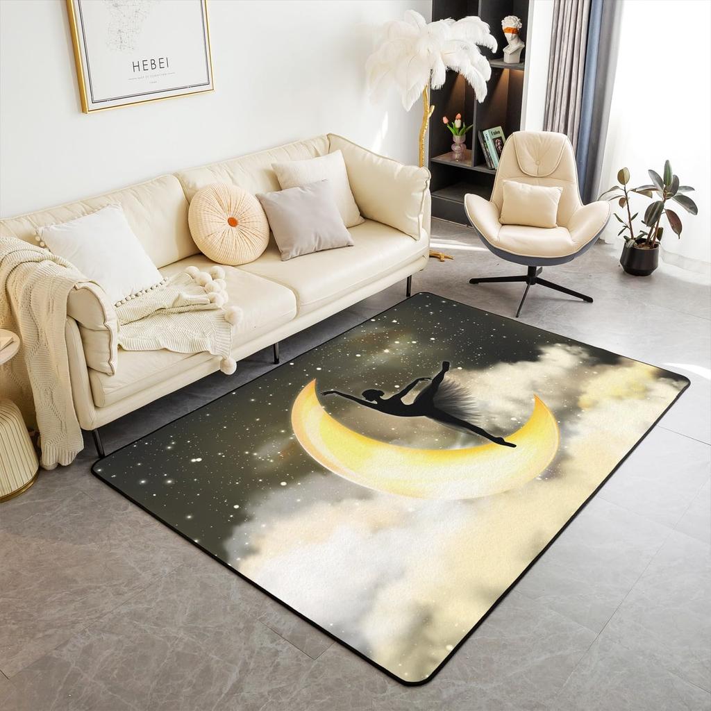 Gymnastics Girl Area Rug for Living Room Bedroom,Gymnastics Dancing Decor Carpet Girly Ballet Romantic Indoor Floor Mat Doormat
