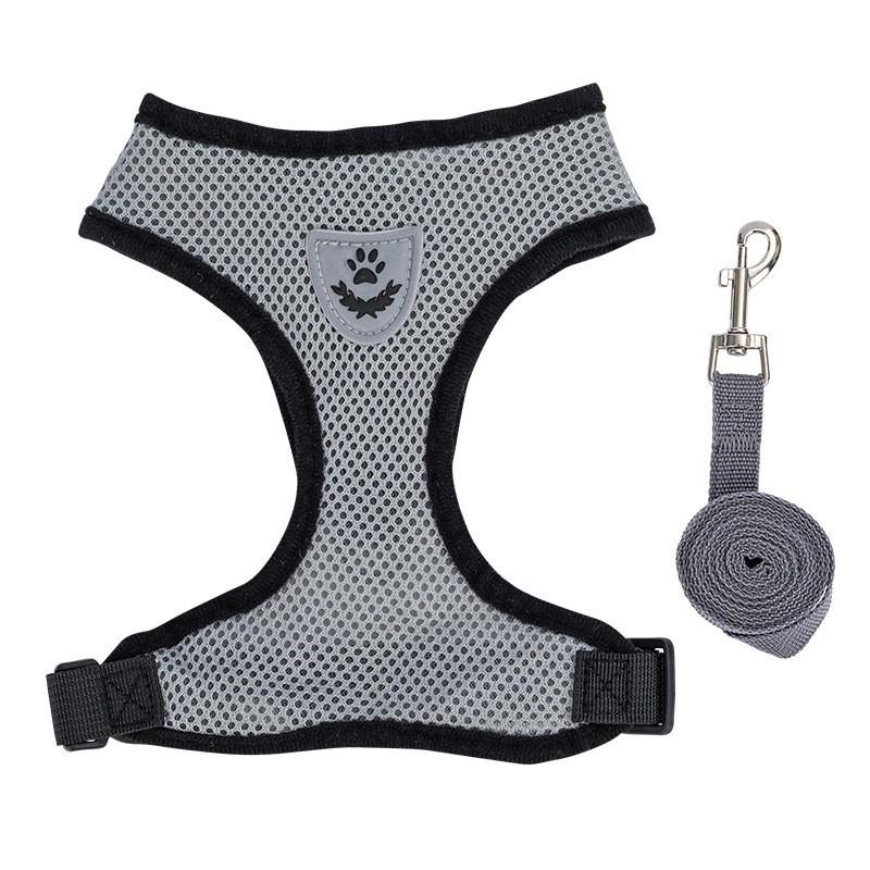 

Pet Mesh Sling Carrier: Breathable All-Season Chest Harness & Anti-Lost Dog Leash for Cats and Dogs. L (8-12 kg) серый