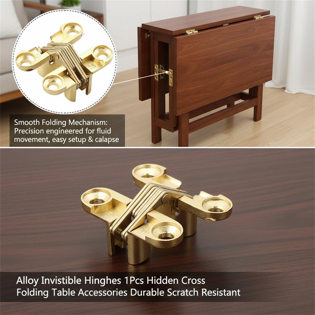 Alloy Invisible Hinges 10Pcs Hidden Cross Folding Table Accessories Durable Scratch Resistant