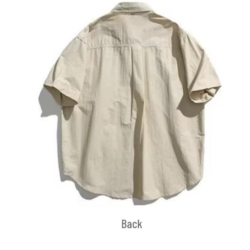Men's 2024 Summer Trendy Japanese Retro Workwear Short-Sleeve Casual Shirt Jacket