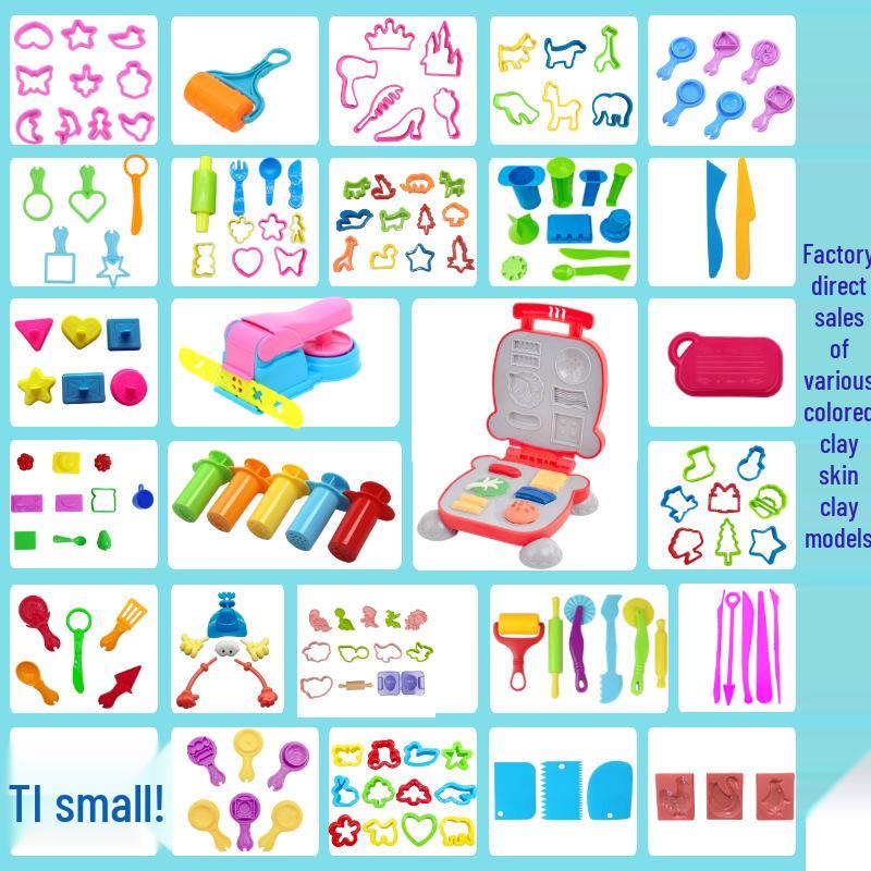 Handmade Colored Playdough Set for Kids with Molds and DIY Tools