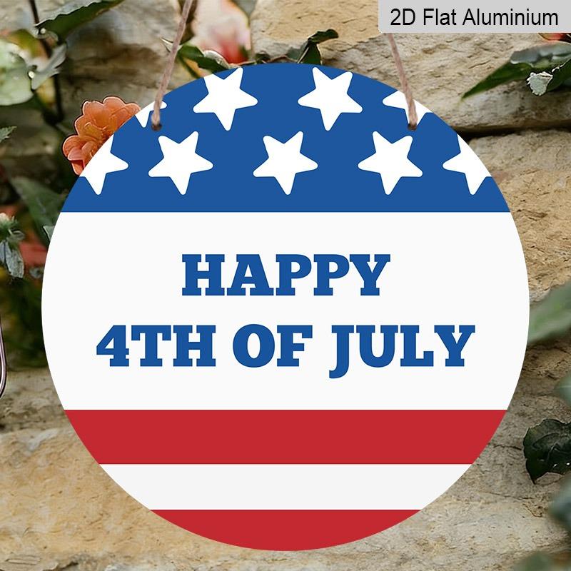 2D Flat Retro Aluminum Wall Coverings In Various Sizes. The American Independence Day Patriotic Theme, Happy 4th of July, In Red, White, and Blue, Is