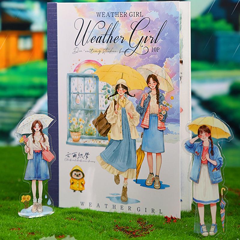 Mr Paper 200pcs/bag Weather Girl Series Aquascape Die-cut Sticker Book Handbook Material DIY Scrapbook Photo Frame Card Diary