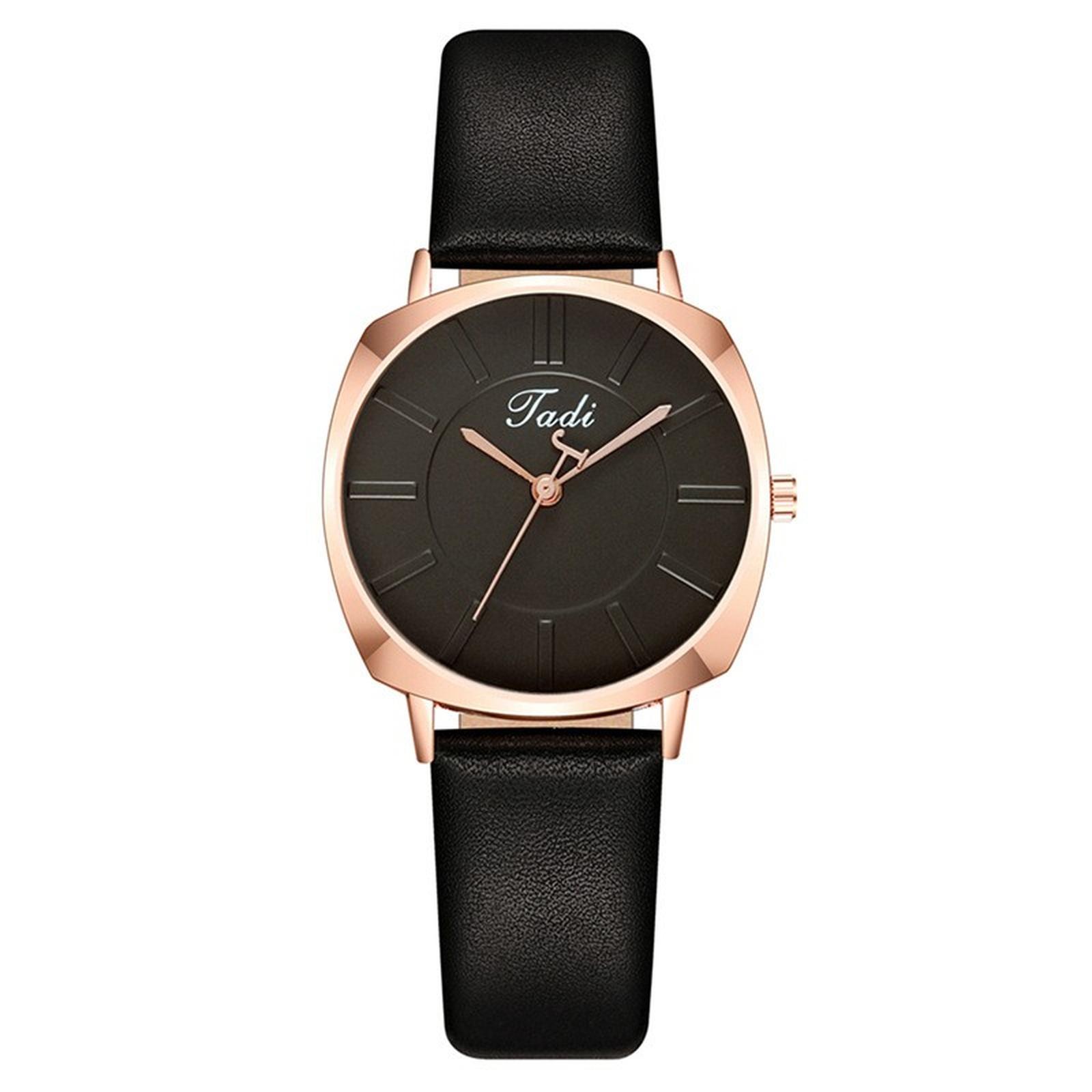 

Женские модные кожаные часы One Size чёрный