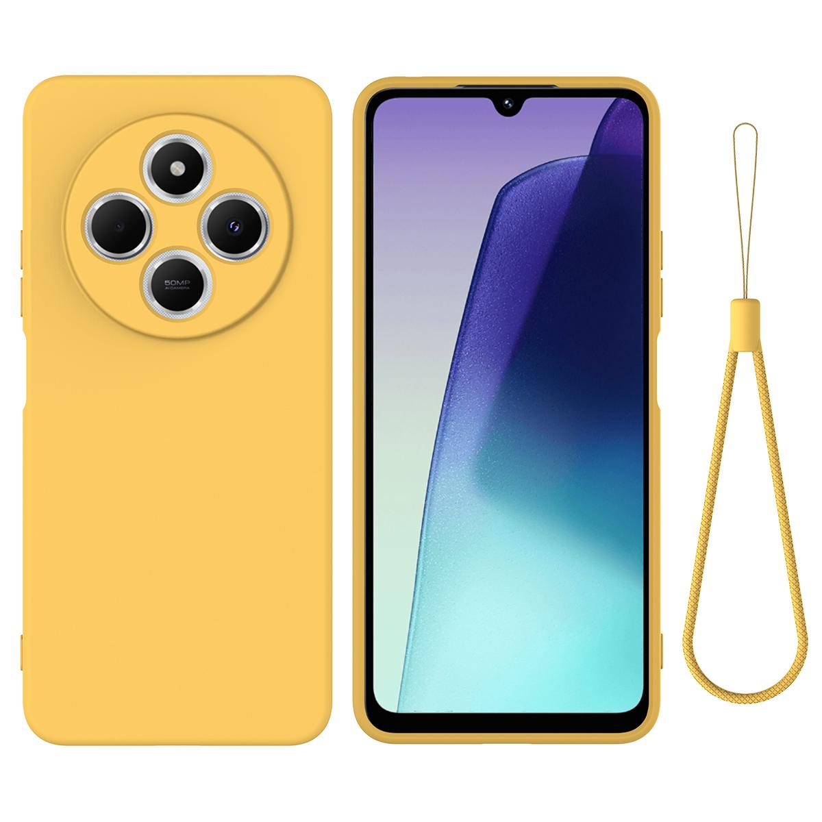 

Чехол из жидкого силикона для Xiaomi Poco C75 5G/Poco C75 4G/Redmi 14R 5G/14C 4G, противоударный чехол для телефона с ремешком на руку B