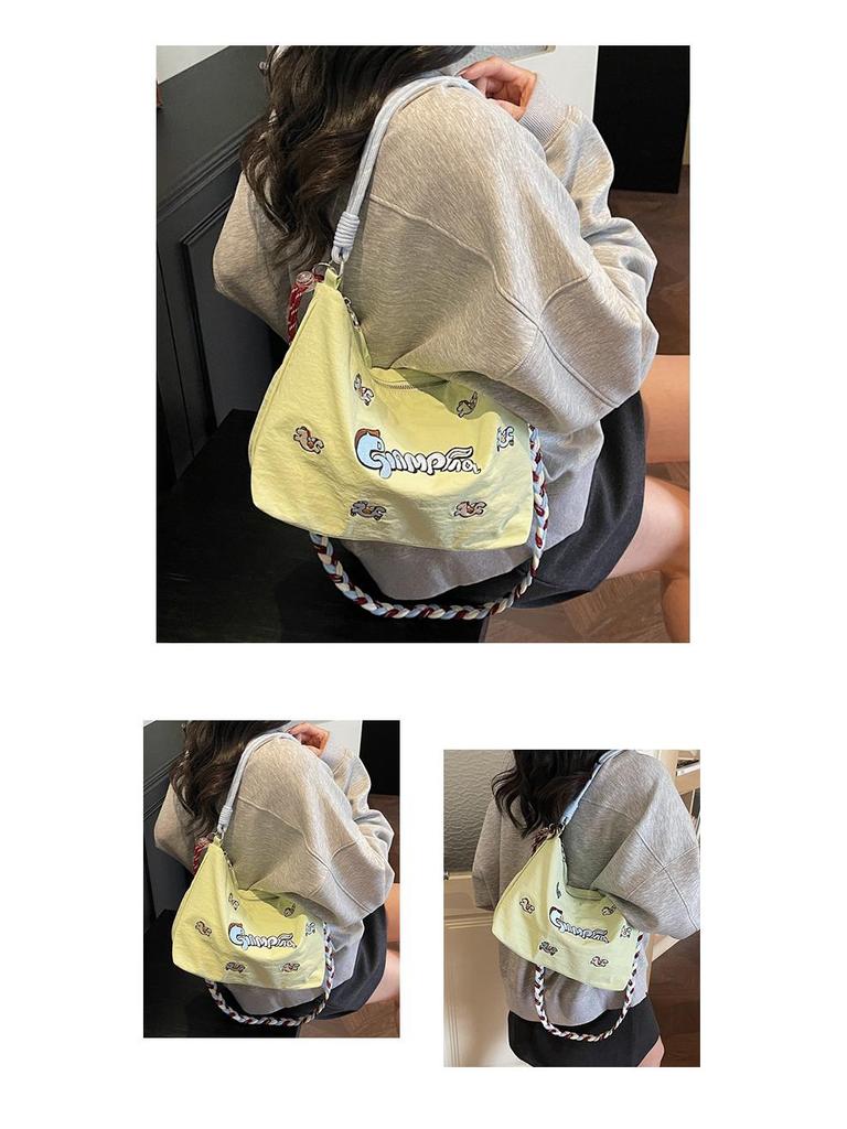 Spring Eco-friendly Japanese Embroidery Women's Versatile Shoulder & Crossbody Tote Bag