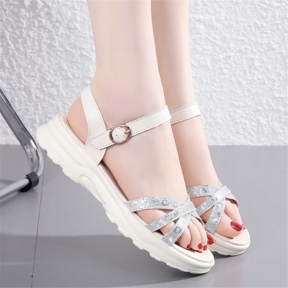 Number 35 Flat-heeled Sport Slippers Authentic Women's Tennis Shoes Woman's Silver Sandals Sneakers Industrial Sewing