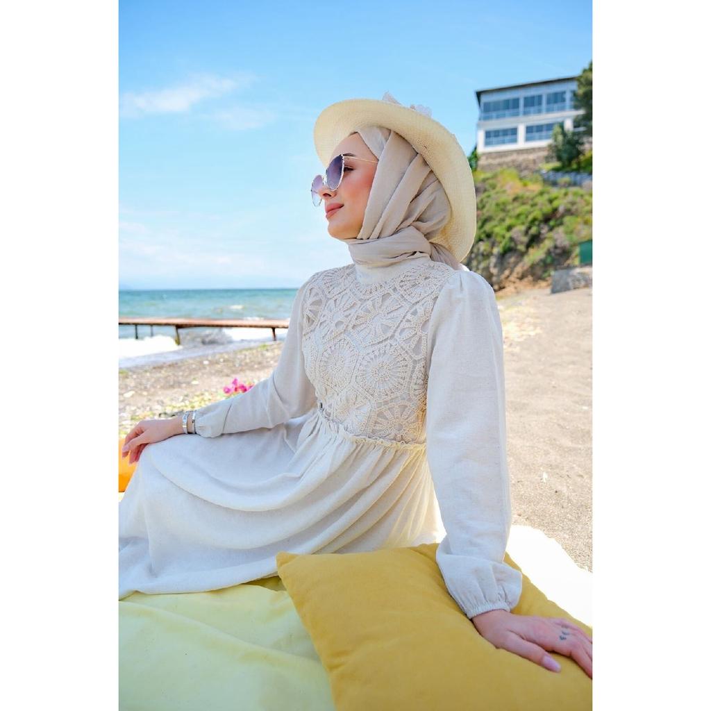 Dámský hidžáb šaty s krajkou vepředu s podšívkou