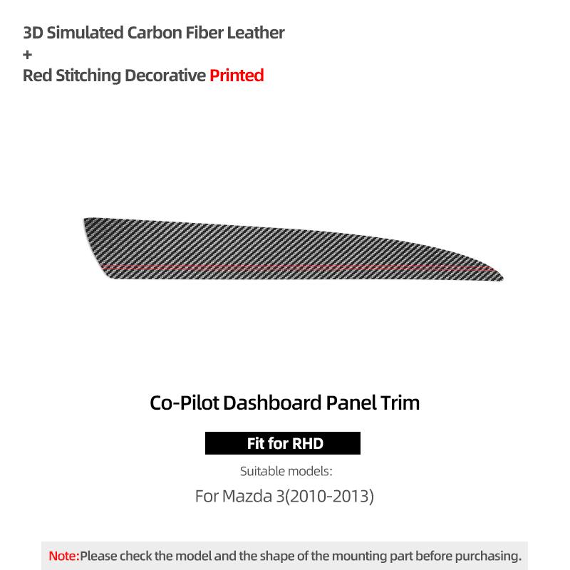 Betterhumz For Mazda 3 Axela 2010-2013 Made of Alcantara Co-pilot Dashboard Trim Stickers Car Trument Interior Accessories