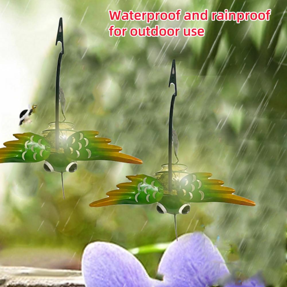 Solar Iron Insect Statue With LED Fairy Light Outdoor Waterproof Hanging Tree Ornament For Fence Yard Courtyard Garden Art Decor