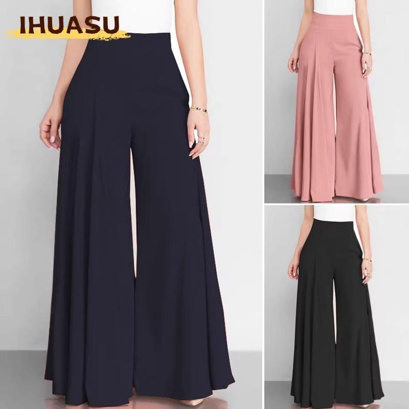 IHUASU Women's Fashion Casual Solid Color Print Pants & Capris Unique Design
