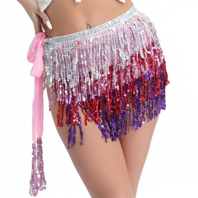 

Colorful Sequin Tassel Belly Dance Costume Skirt for Halloween