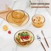Gao Taibai Yingxue 4-Piece Amber Borosilicate Glass Dinnerware Set