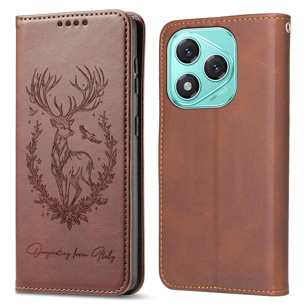For Honor 400 Lite Stand Case Lucky Deer Imprinted Magnetic Closure Leather Wallet Phone Cover