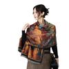 Street scene oil painting scarf women's retro versatile imitation cashmere jacquard shawl autumn and winter new thickened warm scarf