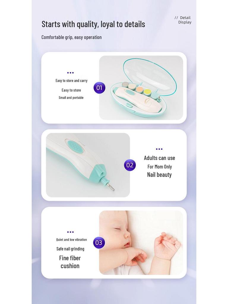 Baby & Pet Electric Nail Trimmer - Safe Nail Grinder for Newborns and Small Pets