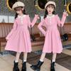 Girls' 2025 Princess Style Sweater Dress - Knitted Pullover for Spring & Winter, Korean Fashionable Wool Dress.