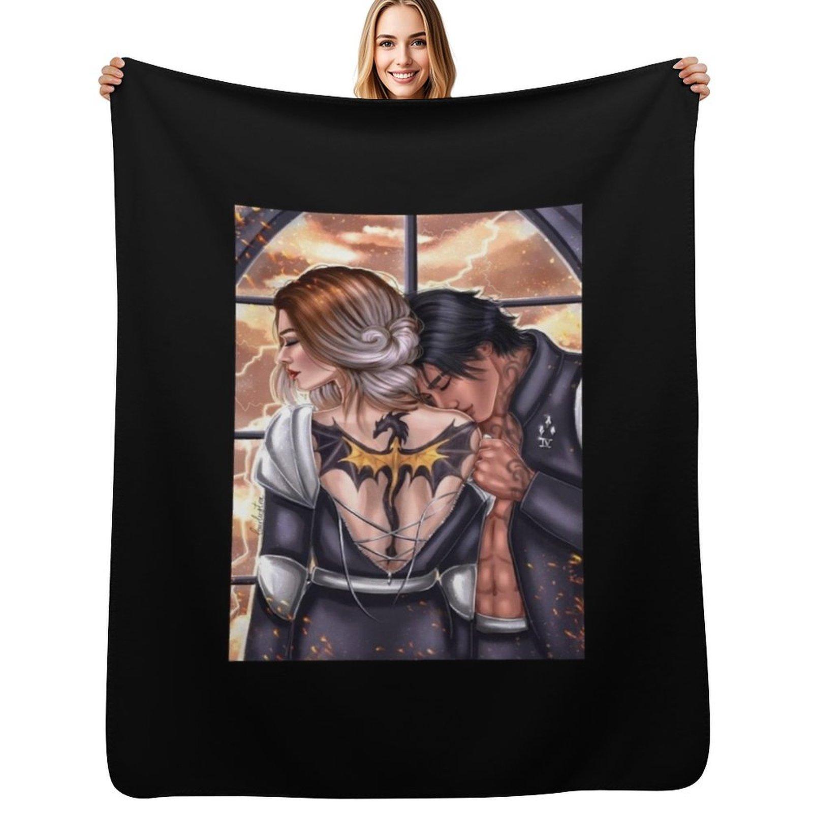 Exquisite Fashion Items Unisex White Xaden Riorson Painting Throw Blanket Color Fast Cozy Throw Blanket