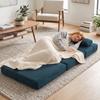 Folding Sofa Bed, 3-in-1, Convertible 1-Seater Chaise Lounge, Corduroy, Side Pockets, Pillow, Blue