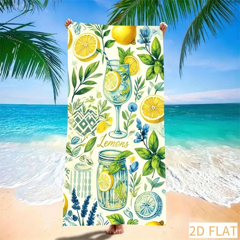 Watercolor Lemon Beach Towel - Super Absorbent Quick Dry Microfiber Soft Sand-Free Blanket For Picnic, Travel & Outdoor Relax