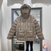 Lightweight Down Jacket Women's Short Hooded Single-breasted Loose and Thin Straight Pressed Rubber Autumn and Winter Jacket