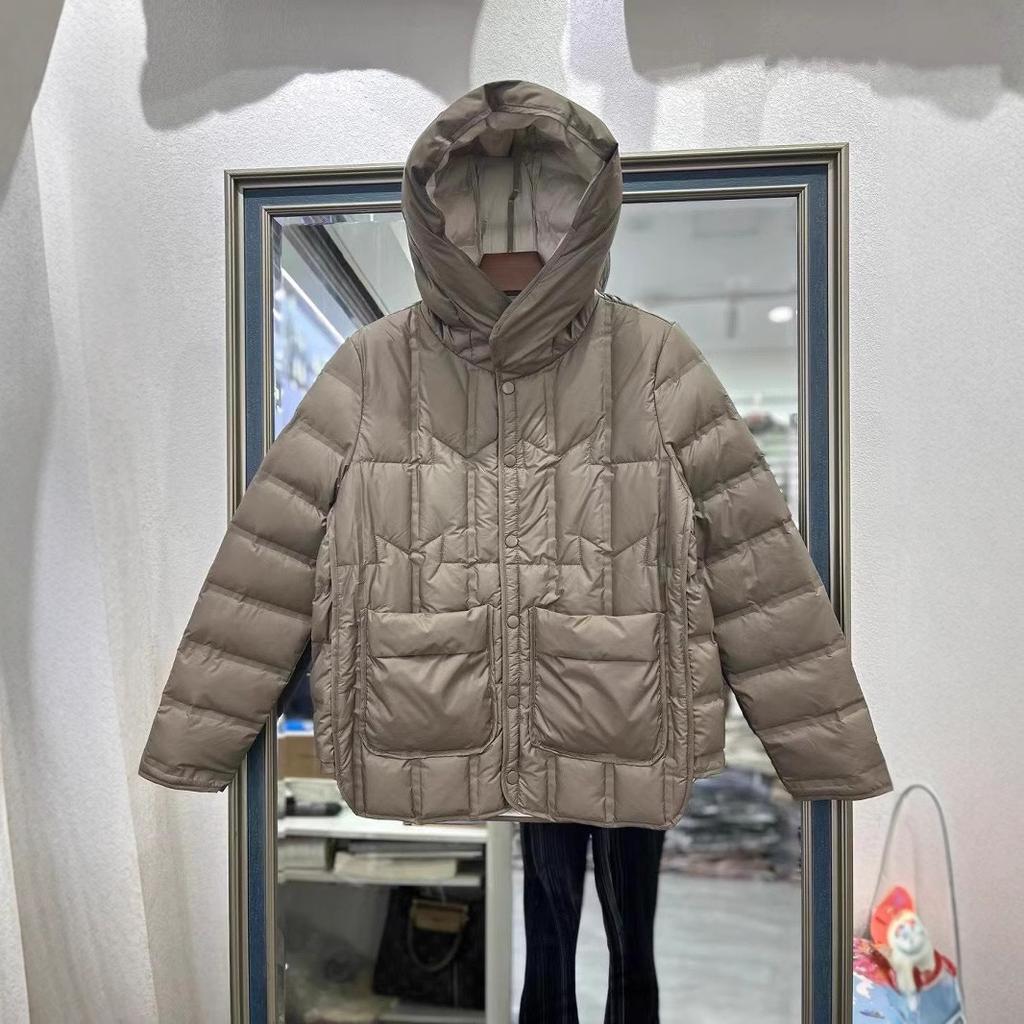 Lightweight Down Jacket Women's Short Hooded Single-breasted Loose and Thin Straight Pressed Rubber Autumn and Winter Jacket