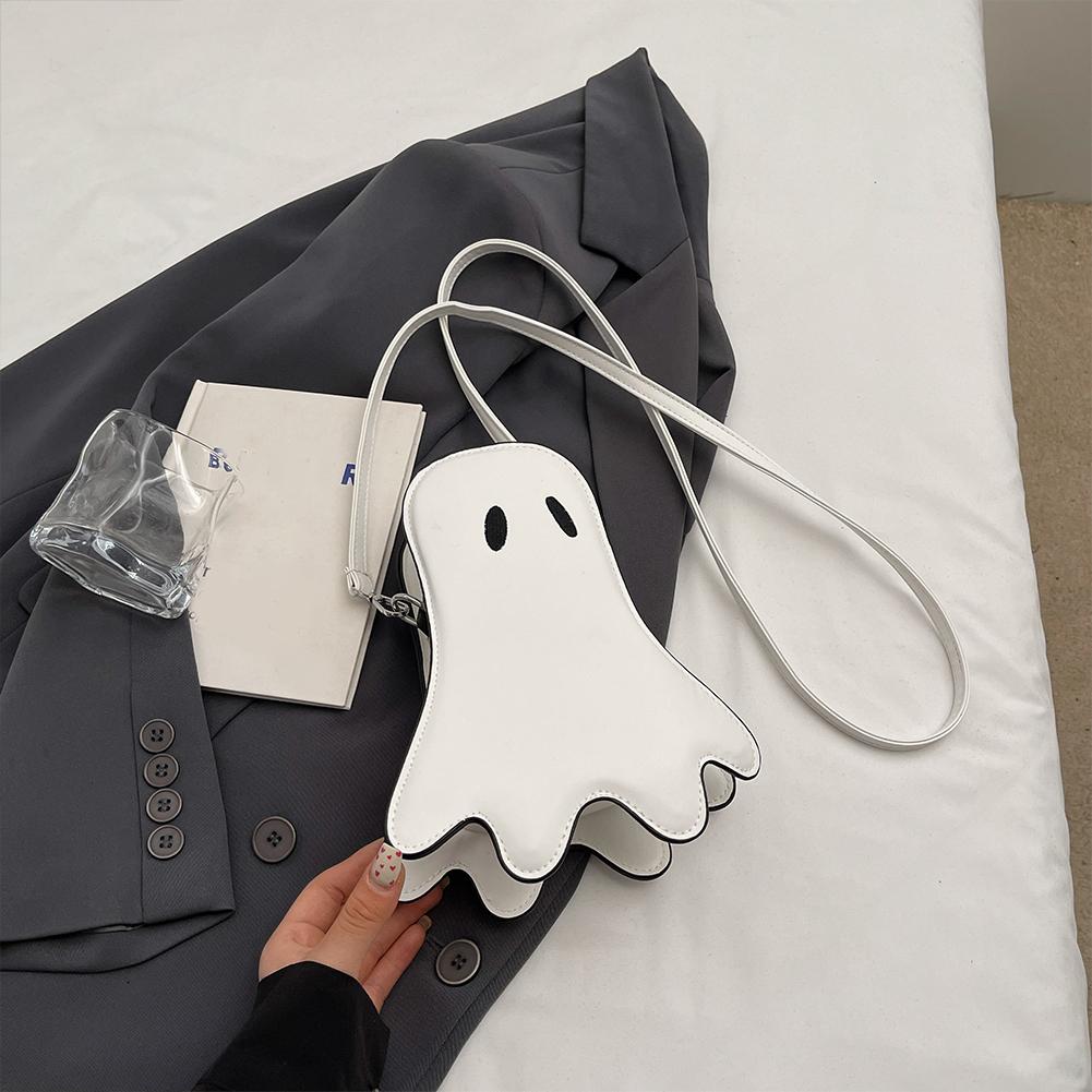 Funny Ghost Leather Shoulder Bag Lightweight PU Material Ladies Handbag Water Proof for Halloween