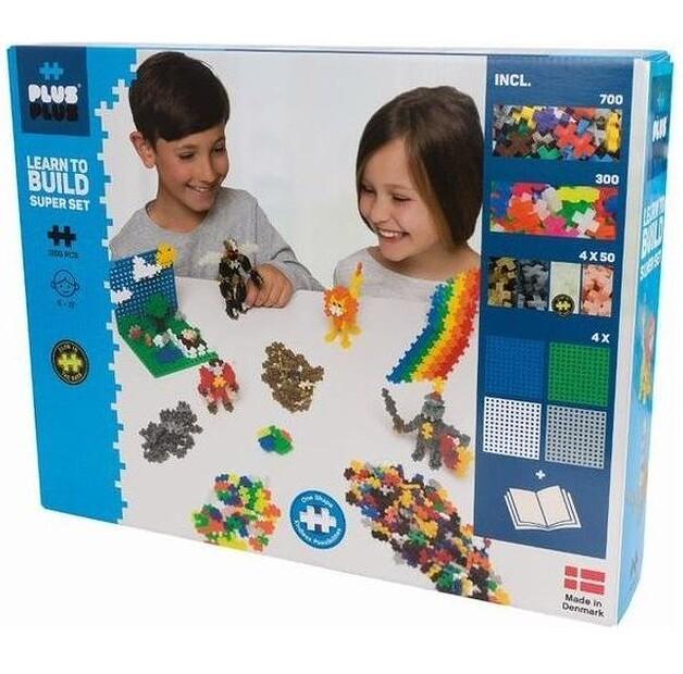 Конструктор пластиковый Plus Plus Mini Basic неоновый люминесцентный, 1200 деталей