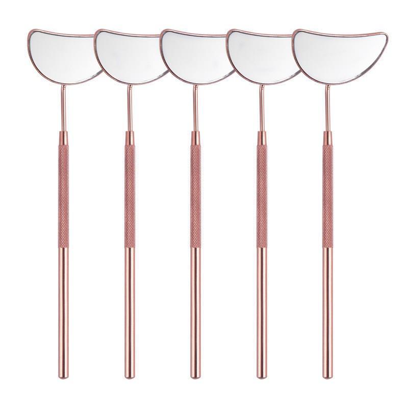 Heart-Shaped Anti-Fog Eyelash Extension Mirror - Stainless Steel, Anti-Curl Design