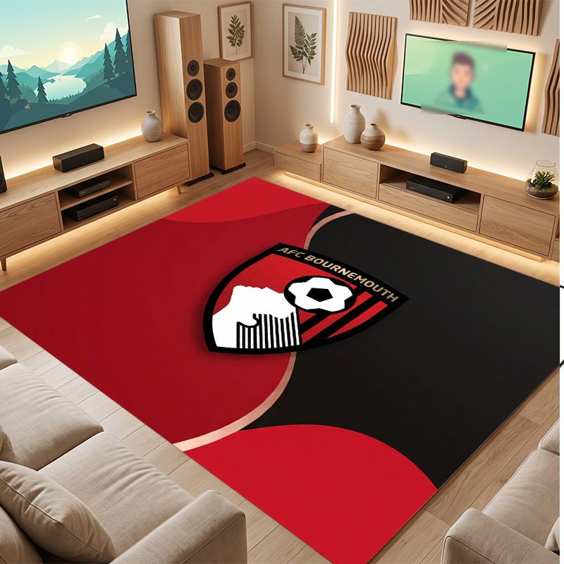 Tappeto in Velluto di Cristallo con Stampa del Bournemouth Football Club, Comodo Assorbente d'Acqua Antiscivolo Tappeto per Pavimenti Interni