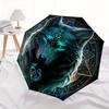 1 Stück Verzauberter Wolf Automatisches Öffnungs- und Schließschirm - Leichtes 3-fach Design, Geeignet für Fans, Reisen, Täglichen Gebrauch, Interessante Form, C